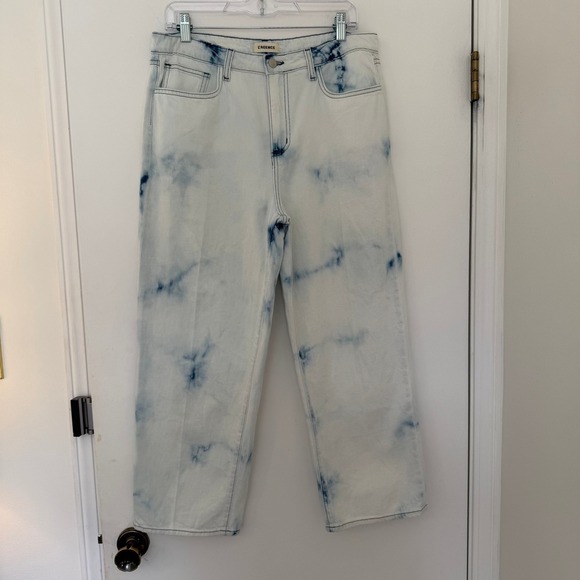 L'AGENCE Denim - L AGENCE June Ultra High Rise Cropped Jeans Light Wash Tie Dye Size 30